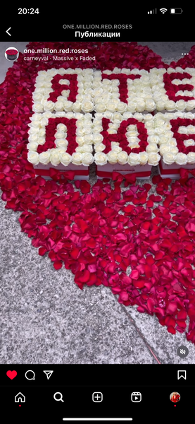 One Million  Box - Rose Rosse - Scatola nera Cuore Oro