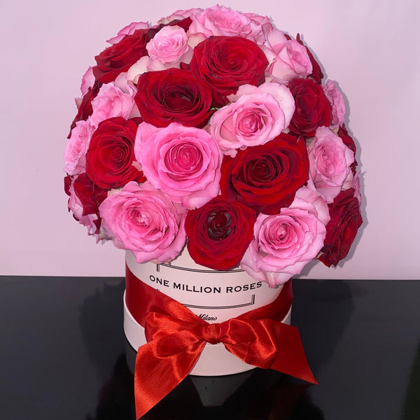 CLASSIC COLLECTION - SMALL - ROSE ROSSE E ROSA - GRANDE SFERA - SCATOLA ROSA