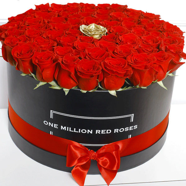 ONE MILLION BOX - Rose Fresche - Rose rosse e oro - Scatola Nera