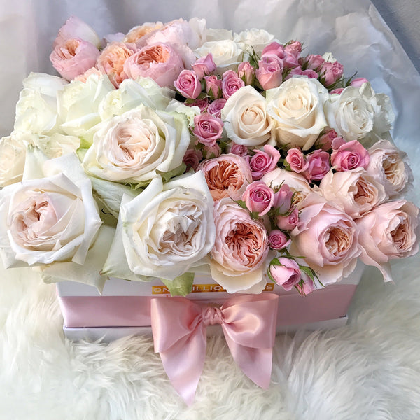 Classic Collection - Square Box - Rose Avorio, Pesco , Rosa Cipria- Scatola Bianca