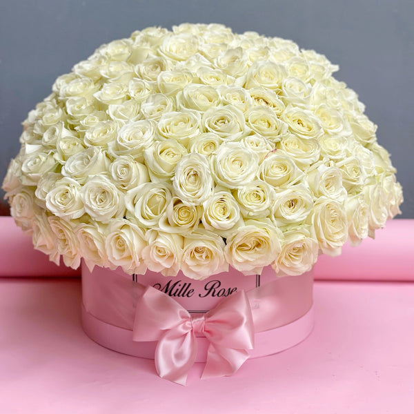 Classic Collection - One Million Box Sfera - Rose Bianche - Scatola Rosa