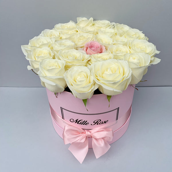 Classic Collection - Medium Box - Rose Rosa e Bianche - Scatola Rosa