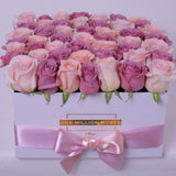 Classic Collection - Square Box - Rose Rosa e Lilla - Scatola Bianca