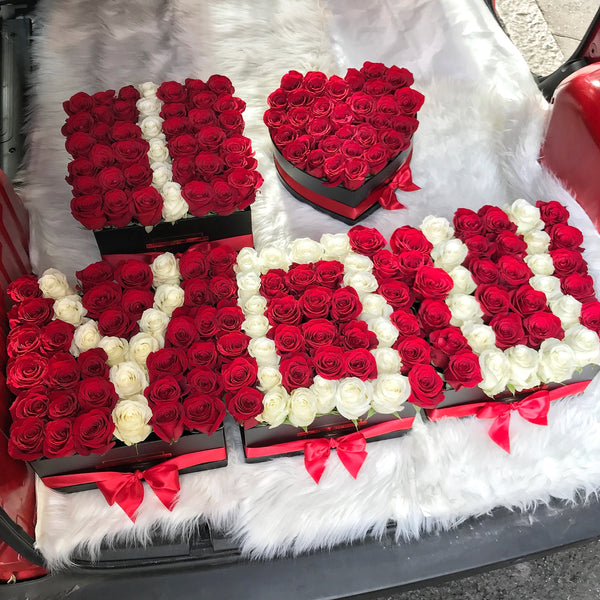 Love Collection - I LOVE YOU - Rose Rosse e Bianche - Square Box