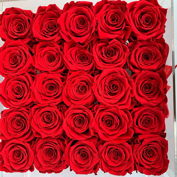 Senza Tempo  - Square Box Cristallo - Rose Rosse