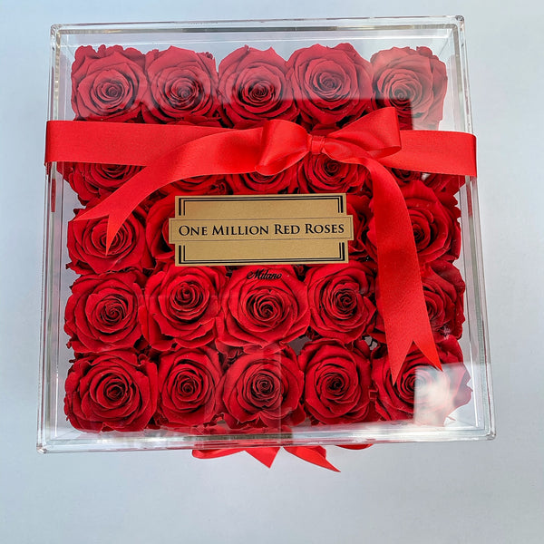 Senza Tempo  - Square Box Cristallo - Rose Rosse