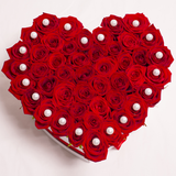 Love Collection - Rose Rosse con Perle - Scatola Bianca