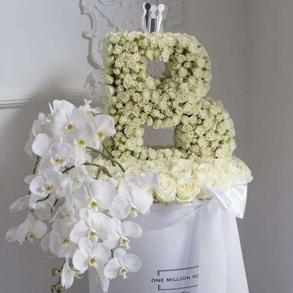 Luxury Collection - Billion Box - Rose Bianche con orchidea - Scatola Bianca