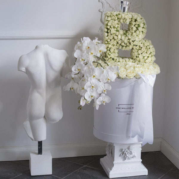 Luxury Collection - Billion Box - Rose Bianche con orchidea - Scatola Bianca