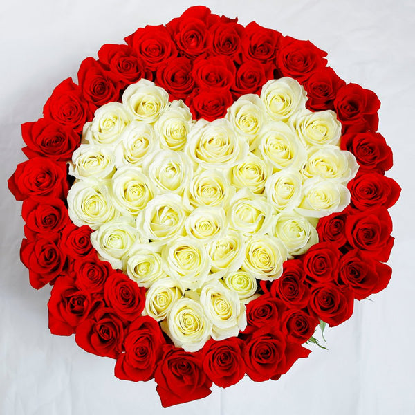 Collezione Personalizzata - Grande - Rose Rosse e Bianche - Scatola Nera
