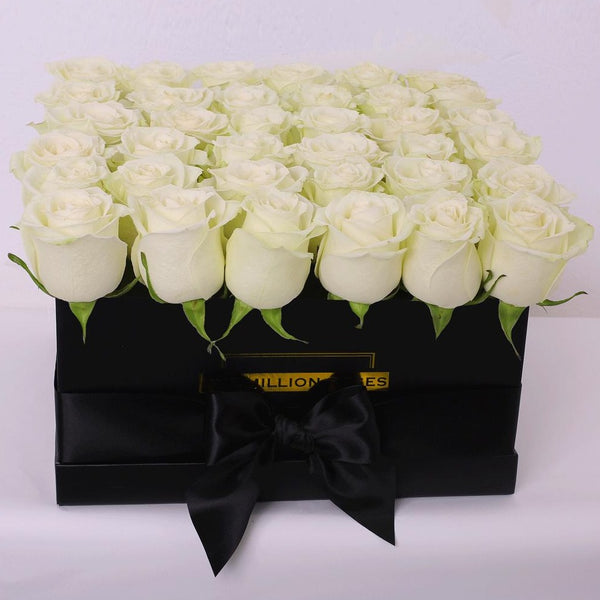 Classic Collection - Square Box - Rose Bianche - Scatola Nera