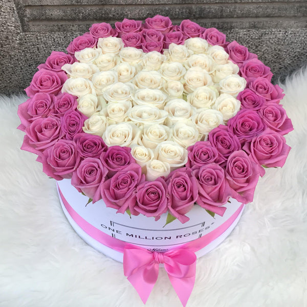 Classic Collection - One Million Box - Rose Bianche e Rosa - Scatola Bianca